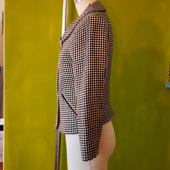 Agnes B Black and Cream Houndstooth Wool Jacket - Picture 4 of 7